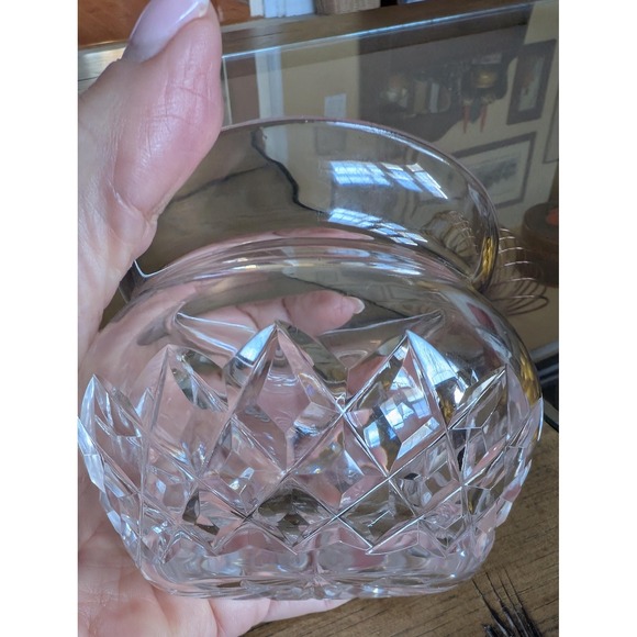 Vintage Cut Crystal Rose Bowl Vase With Diamond Pattern - Picture 3 of 6
